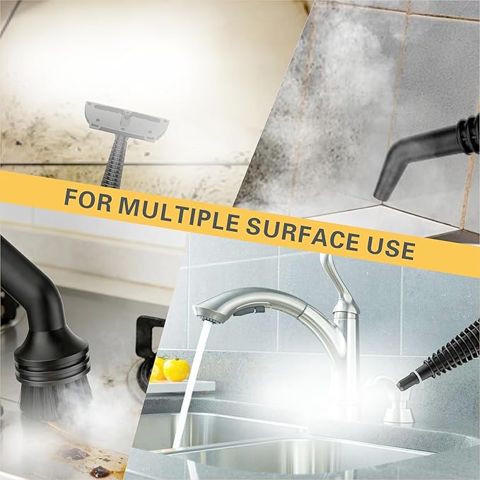 Handheld Steam Cleaner for Home Car Carpet - Pressurized Portable Steamer with 9 PCS Attachments for Deep Cleaning Tile Grout &amp Surfaces - Handheld Steamer Machine &amp Cleaning Tools Included