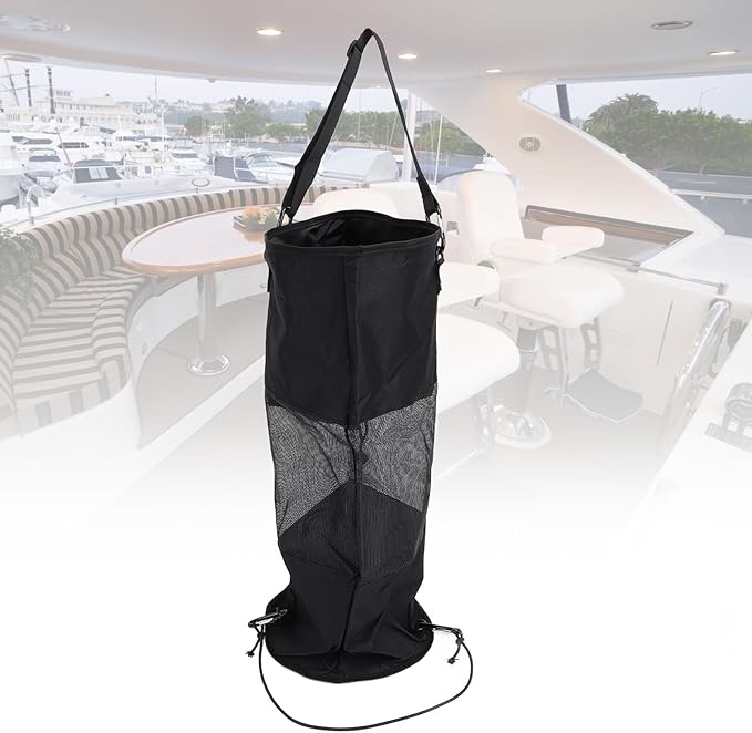 Boat Trash Bag Nylon Mesh Reusable Portable Boat Garbage Container with Secure Closure and Hanging Straps Ideal for Outdoor Seaside Activities
