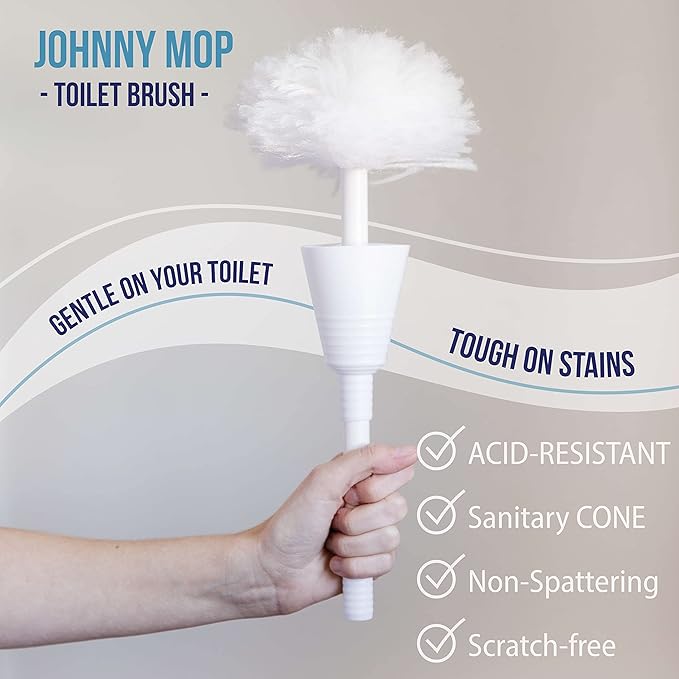Don Aslett Johnny Mop | Set of 5 Toilet Brushes | 14 Handle to Easily Clean Toilet or Shower | Scratch Free Bowl Swab | Safe to Use with Your Favorite Toilet Bowl Cleaner
