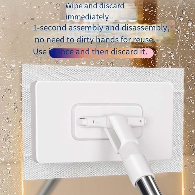 2026 New Disposable Dust Mop with 4 Reusable ClothsFlat Mop with Disposable PadsLocking Head for Multi-Surface Floor Cleaning (2PCS)