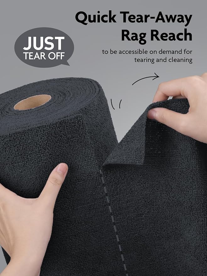 Fantasticlean Microfiber Cleaning Cloth Roll -75 Pack Tear Away Microfiber Towels 12 x 12 Reusable Washable Scratch Free Ultra Absorbent for All-Around Cleaning Supplies (DimGray)