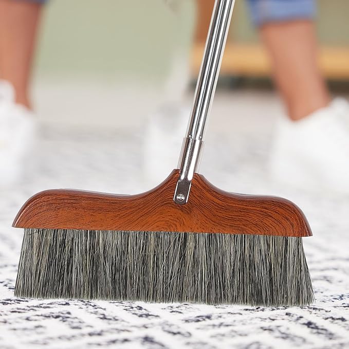 Yardwe Horse Tail Broom House Brooms for Sweeping Indoor Floor Broom Outdoor Broom Cleaning Broom Set Long Handle Cleaning Broom Garbage Wiper Household Office Horsetail Hair