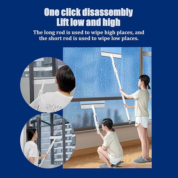 Squeegee for Window Cleaning with SprayWindow Washing Kit with Extension PoleDouble Sided and Long Handle Window Cleaner Tool for Car and Home with - 14 Inches - 3pcs Rags