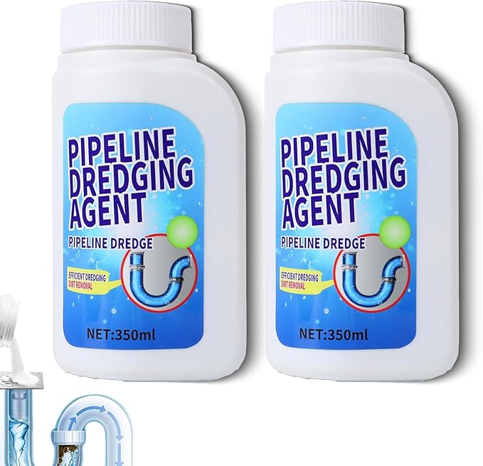Powerful Pipe Dredging Agent 350ml Pipe Unclogging Agent Pipeline Dredging Agents Kitchen Sink Drain And Pipe Cleaner Drain Clog Remover Uitable For Kitchens And Bathrooms (2 Pcs)