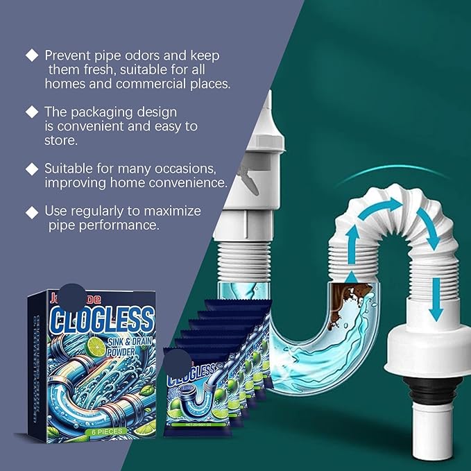 Duty Drain Cleaner Powder - Unclog Kitchen &amp Bathroom Drains Remove Odors &amp Grease Buildup Economical Design for Multiple Uses(1PCS)
