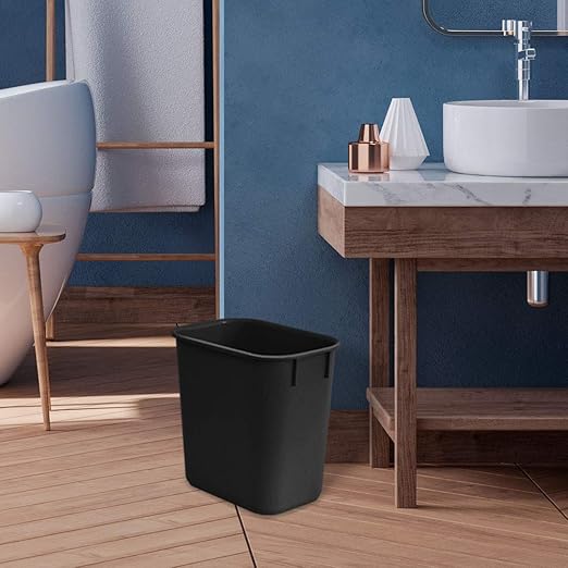 Acrimet Wastebasket Deskside Bin 3.25 Gallon/13 Quart/12 Liter (Plastic) (Black Color) (Set of 8)