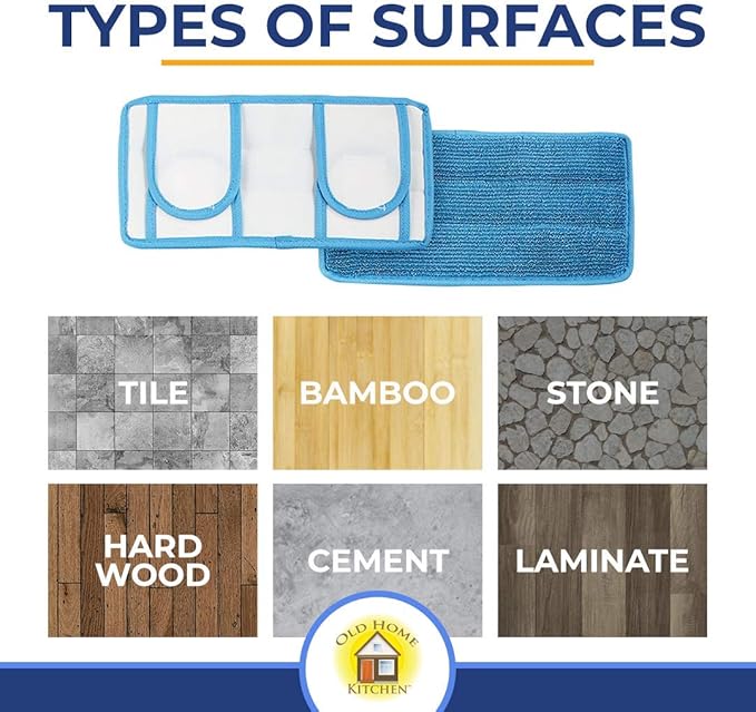 Microfiber Reusable Mop Pad | Durable Machine Washable Floor Cleaning Pads | Swiffer Compatible Dry Mop Pads (6 Pack)