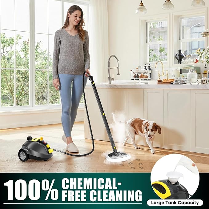 Steam Cleaner Heavy Duty Steamer Multipurpose Powerful Steam Mop with Extra-Long Power Cord for Home Floor Cleaning Carpets Grout Tile Car Sofa