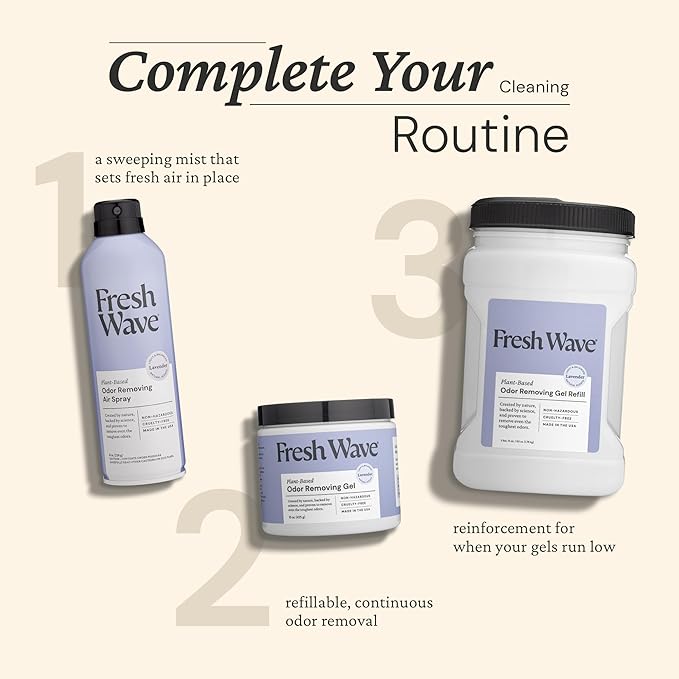 Fresh Wave Lavender Odor Removing Gel Refill 63 oz. - Safer Odor Absorbers for Home Natural Plant-Based Odor Eliminator Every 15 oz. lasts 30-60 Days For Cooking Trash &amp Pets