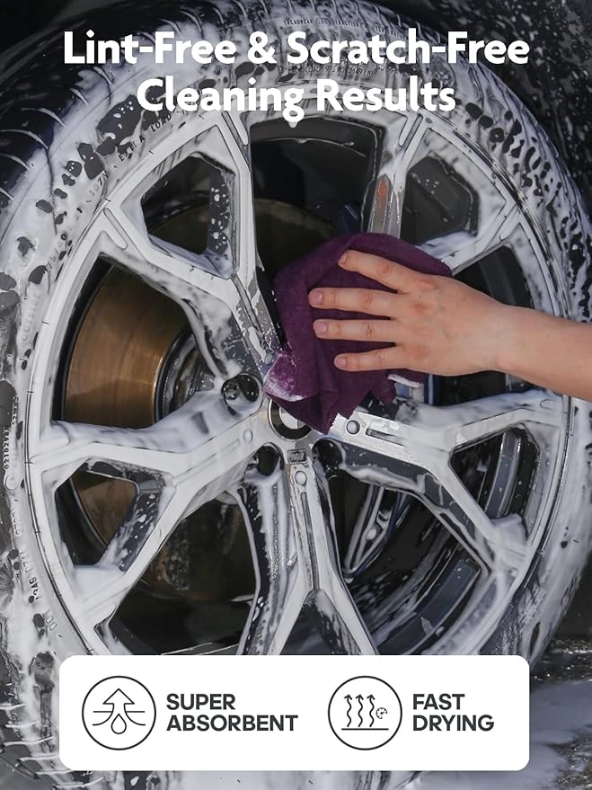 Fantasticlean Microfiber Cleaning Cloth Roll -75 Pack Tear Away Microfiber Towels 12 x 12 Reusable Washable Scratch Free Ultra Absorbent for All-Around Cleaning Supplies (Dark Purple)