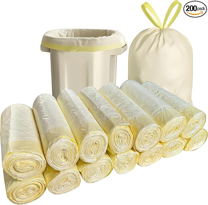 4 Gallon Yellow Trash Bags - Drawstring small trash Bags for Bathroom Kitchen Bedroom Office 200Count Durable &amp Thick Trash Bag