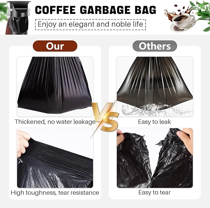 Espresso Knock Box Garbage Bags for Commercial Floor Standing coffee knock box Large trash bags for Coffee Grounds for Coffee Shop Bar KitchenOffice (2Roll/50pcs)