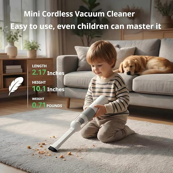 Wireless Car Vacuum Cleaner Portable Mini Vacuum 12000Pa Powerful Suction Dual Suction Modes Type-C Charging Handheld Vacuum Suitable for Cars Keyboards Office Desks Keyboards Pet Hair