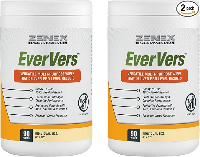 Magic EverVers Heavy Duty Cleaning Wipes - Single Sided Hand &amp Surface Towels | Powerful Moisturizers to Prevent Dry Hands | Waterless | Removes Grease Oil Dirt &amp more (2 Pack | 180 Sheets