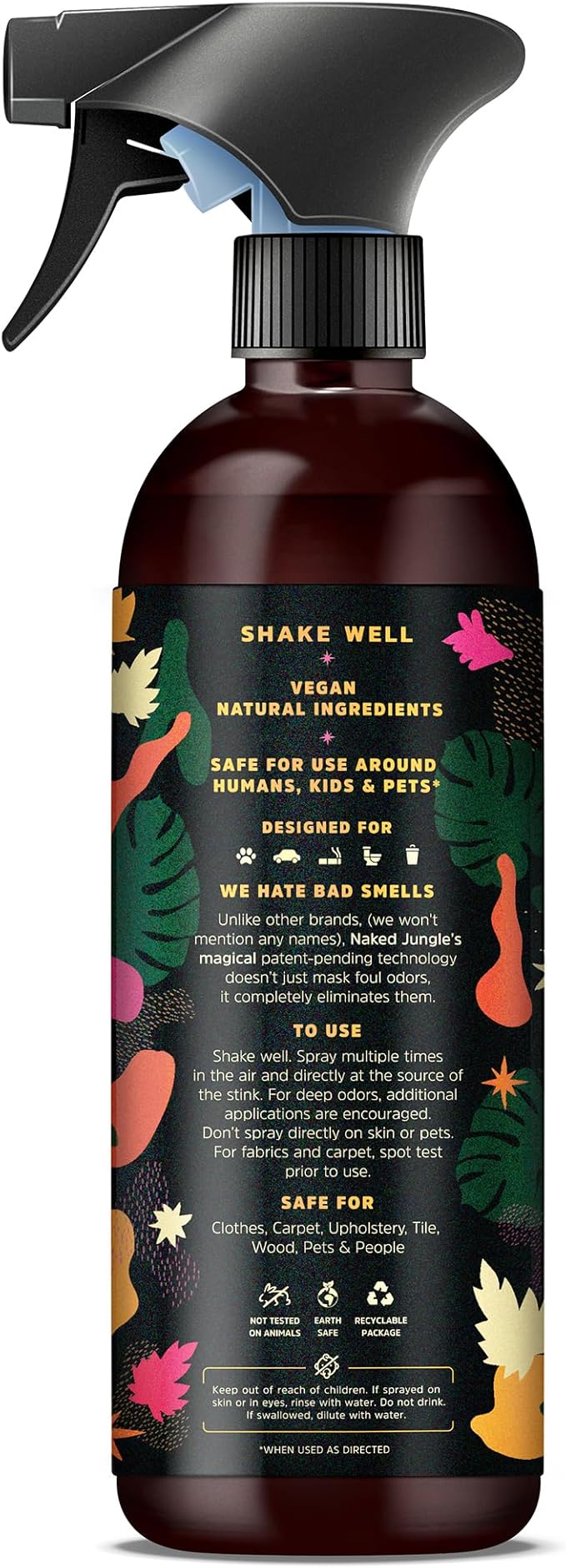 Naked Jungle Premium Plant-Based Odor Eliminator for Strong Odors Air Freshener Spray Non Toxic Air Fresheners For Home Room Deodorizer No Added Fragrances (16oz 24oz &amp 32oz)