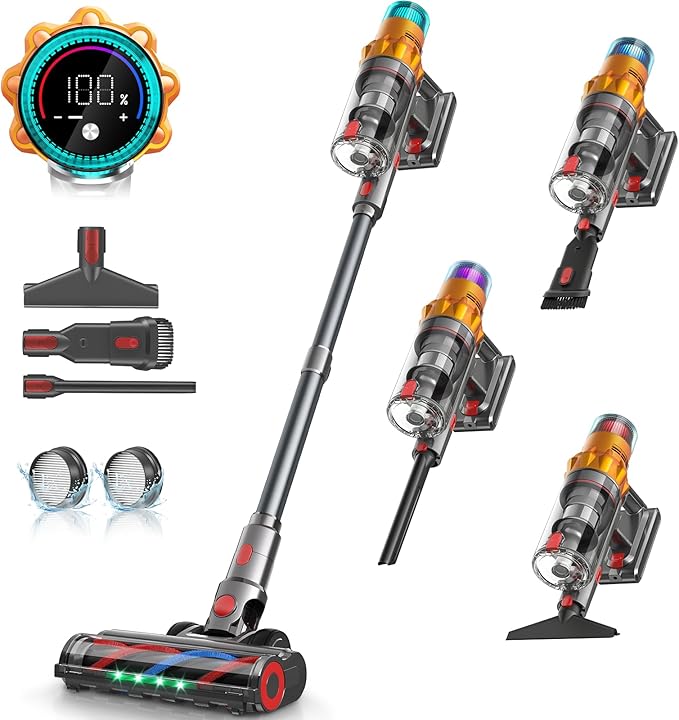 Belife S8 Cordless Vacuum Cleaner 600W 48Kpa Stick Vacuum with 65Mins Runtime Self-Standing 1.6L Large Dust Cup Anti-Tangle Smart Wireless Handheld Vacuums for Carpet Hardwood Floor &amp Pet Hai