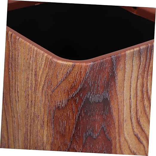 ABOOFAN Wood Grain Plastic Trash Can Spacious Double Wastebasket for Office Living Room Kitchen and Bathroom Stylish Faux Concealed Trash Bag Construction