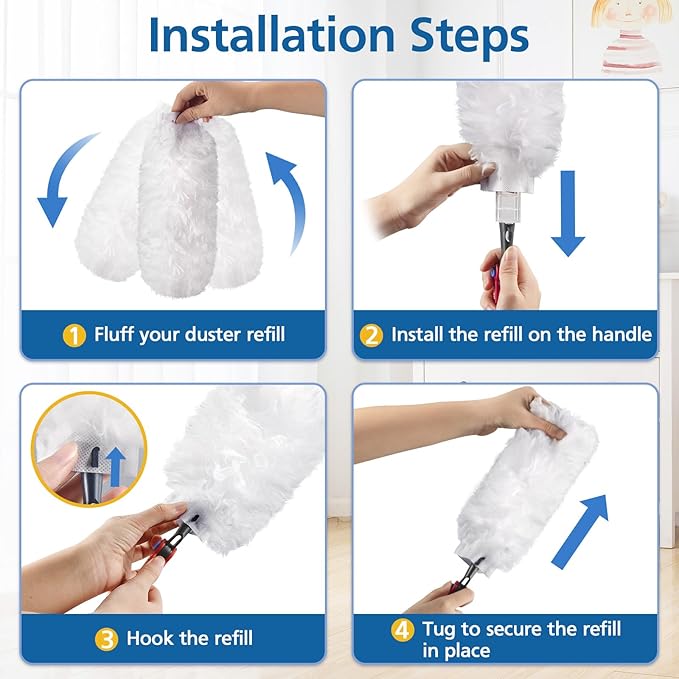 30 Pack Duster Refills Compatible with O-Cedar Flex &amp Catch Duster 360° Heavy Duty Disposable Duster Refills Replacement 3X More Dust Cleaning Than Feather Dusters