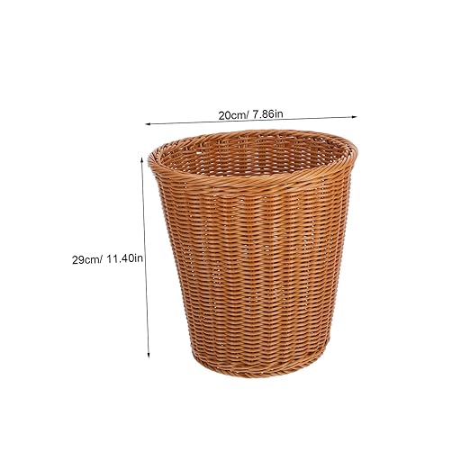 ABOOFAN Rattan Woven Trash Can No Lid Household Wastebasket for Kitchen and Bathroom Imitated Rattan Style Sturdy and Stylish Waste Container