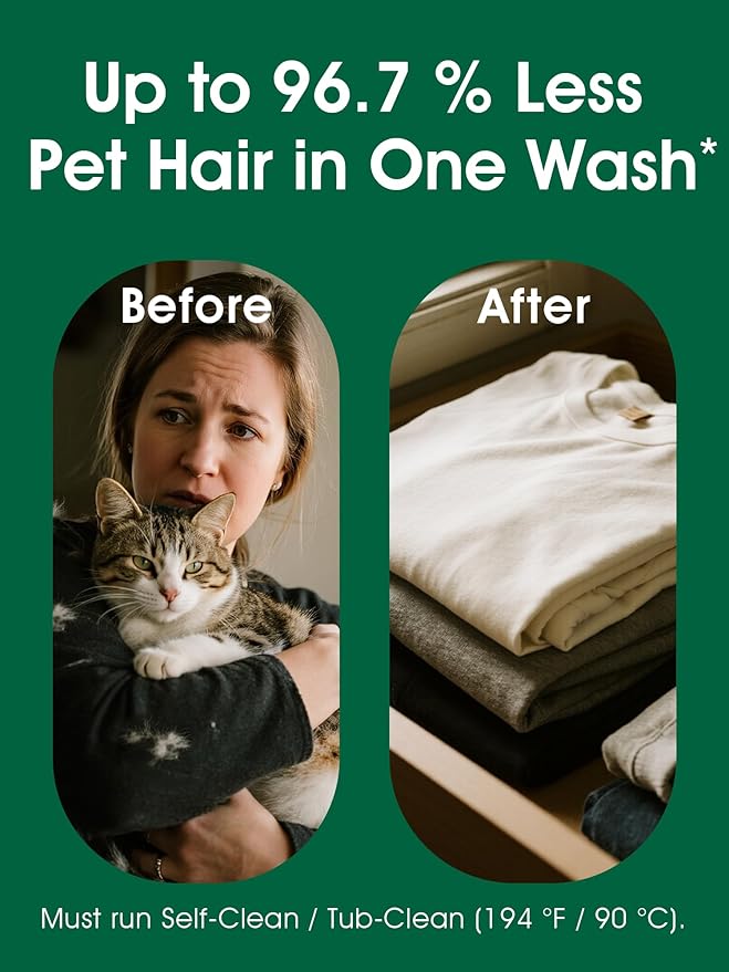Pet Hair Remover for Laundry - Dog &amp Cat Upgraded Higher Hair Dissolution Detergent + Stain Remover 6-Month Supply HE/Top/Front-Load Compatible Removes Residue &amp Odors Septic Safe