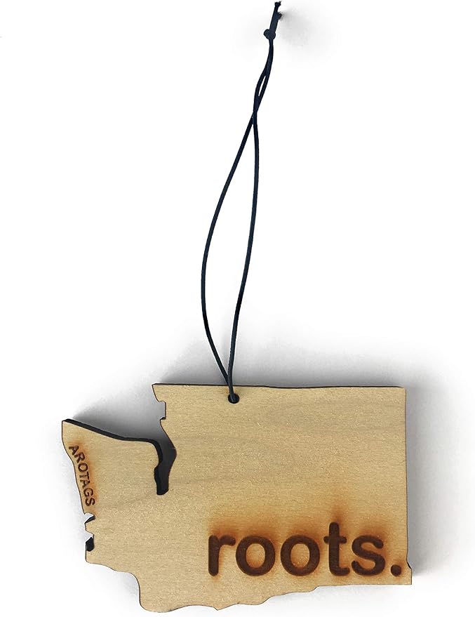 Arotags Washington Wooden Car Air Freshener - Long Lasting Cool Breeze Scent Diffuses for 365+ Days - Includes Hanging Mirror Diffuser and Fragrance Oil - 100% American Made