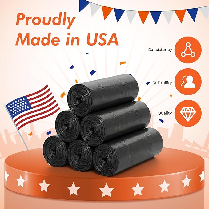 Delxo 40-45 Gallon Trash Bags 125 Count 40×48'' Large Black Garbage Bags – Light-to-Medium Duty Star-Seal Can Liners for Home Kitchen Yard &amp Office – Bulk Value Pack Made in USA