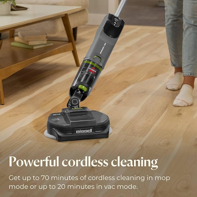 Bissell® SpinWave® + Vac Cordless Hard Floor Spin Mop + Vacuum Lay-Flat Multi-Use Cleaning Hard Floor Sanitize Formula Included