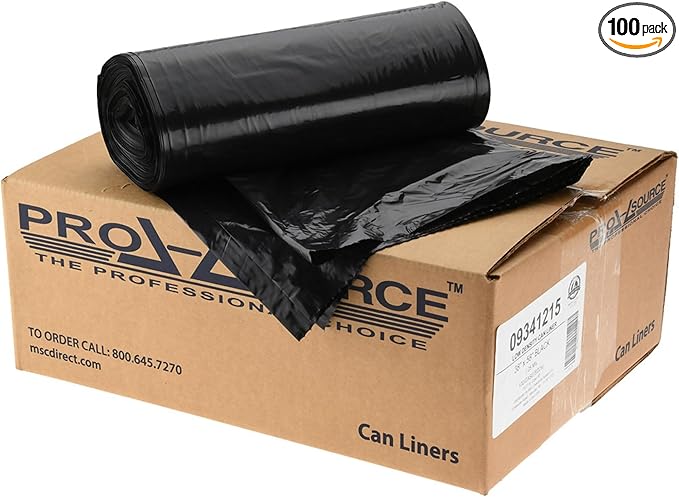 PRO SOURCE Black Heavy-Duty Black 1.25 mil Trash Bags: 60 Gallon Size (Pack of 100)