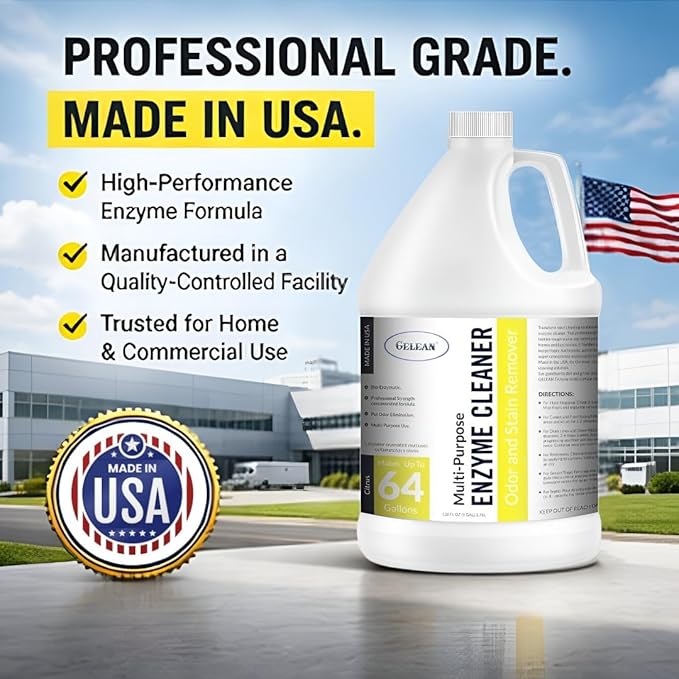 Multi-Purpose Probiotic Enzyme Cleaner (128 oz Citrus) - Pet Stain and Odor Remover - Concentrated - Professional &amp Home Strength Drains Floors Bathrooms Toilets Trash Can Made in USA