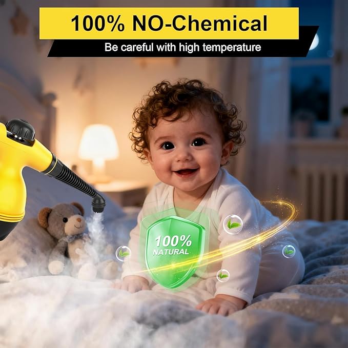 Handheld Steam Cleaner for Home Powerful Pressurized Steam Cleaner Natural Steamer for Cleaning Car Bathroom Shower Upholstery Grout Window Grease