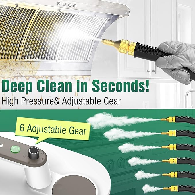 Steam Cleaner 10s Rapid Heating Steamer with 6 Levels 1.2L Water Tank Portable Powerful Steamer for Cleaning without chemicals Handheld Steam Cleaner for Home Car Grout Tile Floor Dirt