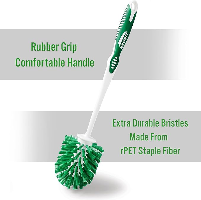 Tribello LIBMAN Toilet Brush and Holder Set with Toilet Bowl Cleaner - Bathroom Cleaner Set - Bathroom Cleaning Supplies - Includes: Bowl Brush Fast Drying Caddy 32 fl. oz. Stain Remover Soap
