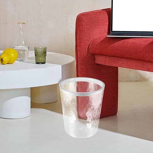 Transparent Trash Can Sturdy Round Wastebasket with Large Capacity for Bathroom Office Kitchen Portable Household Garbage Bin for Easy Sorting and Heavy Loads