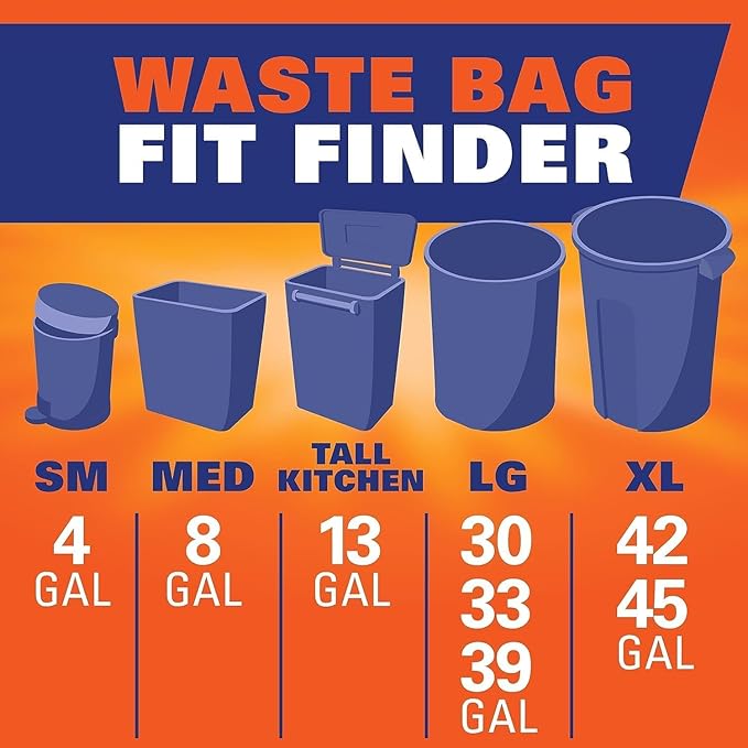 Hefty Ultra Strong Multipurpose Trash Bags Black Large Flexible Bags with Drawstring White Pine Breeze Scent 30 Gallon Bags 25 CT Bags Per Pack (Pack of 12)