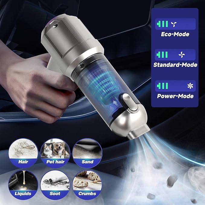 Car Vacuum Cleaner 18000PA Brushless Motor Hand Held VacuumAir Duster 120W High Power Mini Vacuum Cleaner Foldable with LED Screen for Home Car Office Pet
