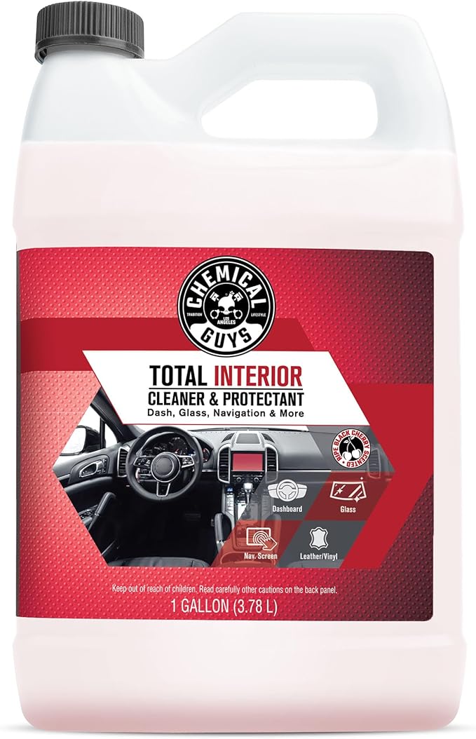 Chemical Guys Total Interior Cleaner &amp Protectant 128 oz Black Cherry Scent All-in-One Interior Cleaner for Leather Vinyl Plastic Glass Carpet &amp More Residue-Free Finish