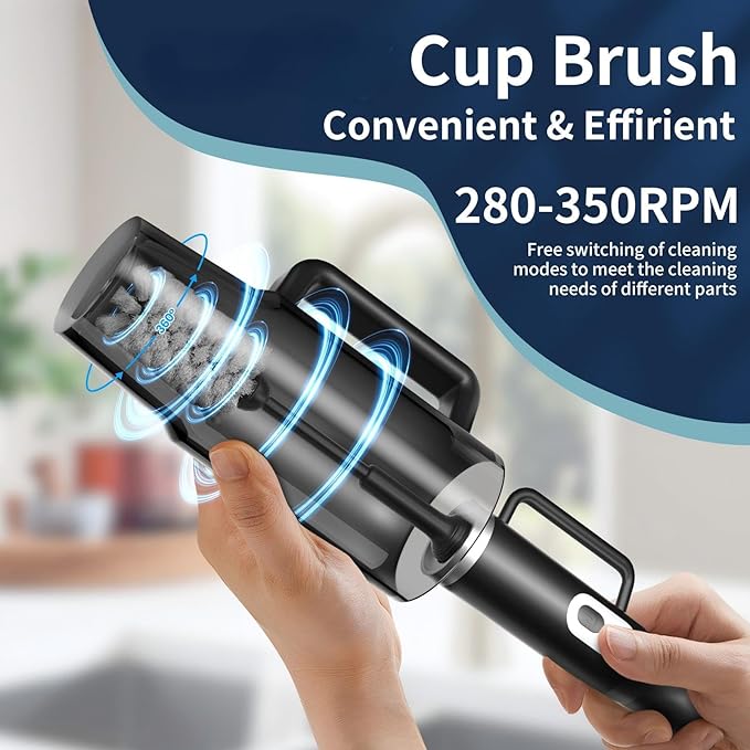 Rechargeable Electric Bottle &amp Cup Brush 360° Thorough Cleaning Without Blind Spots Suitable for Baby Bottles 40-Ounce Mugs Straws Wine Glasses etc. Easy to Air-Dry and Portable