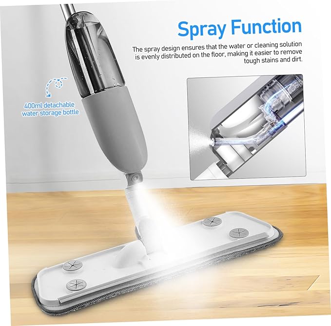 Refillable Spray Mop with Rotatable Head and Replacement Pads Versatile Wet Dry for Hardwood Tile and Marble Floors Efficient Removal with Easy to Replace