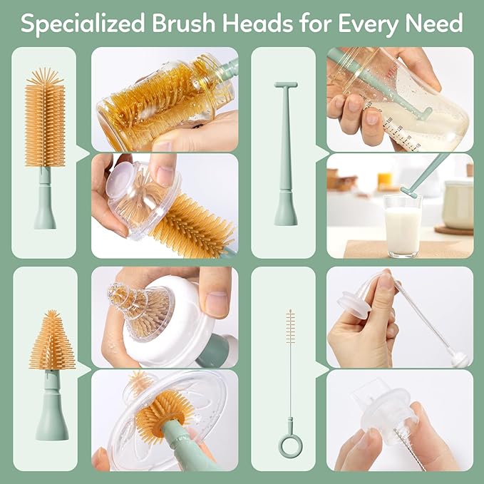 Electric Baby Bottle Brush Cleaner 8-in-1 Travel Kit with Storage Box Food-Grade Silicone Waterproof Long Battery Life Portable Baby Bottle Cleaner Brush Set Ideal Gift for Parents &amp Babies
