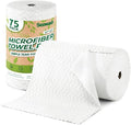 Microfiber Cleaning Cloths Roll 75 Pack Tear Away Microfiber Towels Roll 12 x 12 Lint Free Rags Reusable Cleaning Cloths Washable Scratch FreeUltra Absorbent Dish Rags(White Ripple)