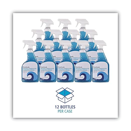 Boardwalk BWK37112A Industrial Strength Glass Cleaner with Ammonia 32 oz Trigger Bottle (Case of 12)