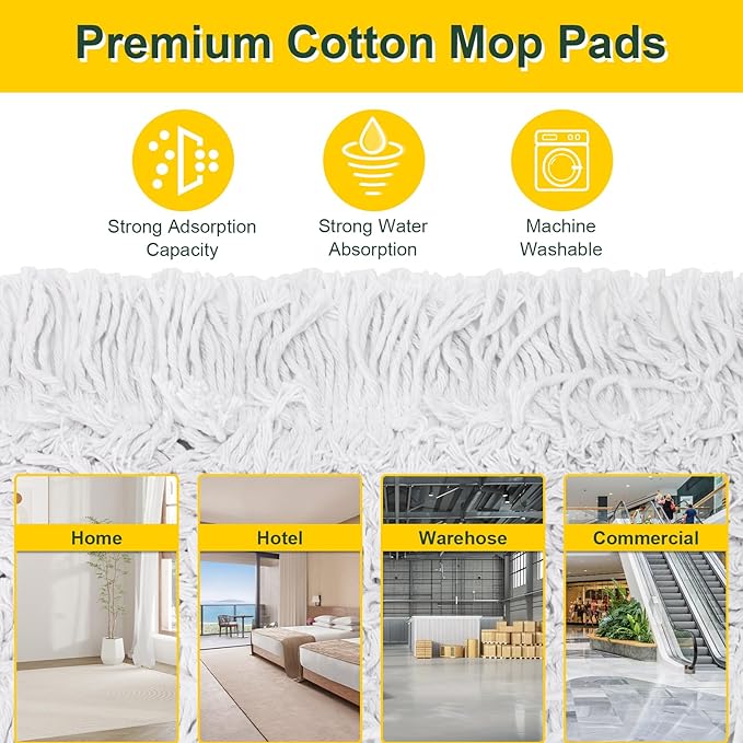 36 Commercial Dust Mops for Floor Cleaning with Replacement Mop Pad Heavy Duty Large Dust Mop for Hardwood FloorsIndustrial Floor Duster Wet Dry Mop for Office Garage Warehouse Factory Mall