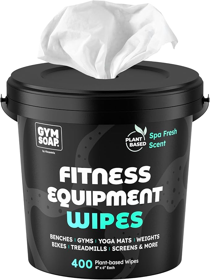 Gym Equipment Wipes - 500 Fitness Wipes to Clean Exercise Equipment Treadmill Peloton Bikes Yoga Mat Cleaner - Gym Supplies Yoga Supplier Cleaning Wipes for Home &amp Gym - Spa Fresh Scent