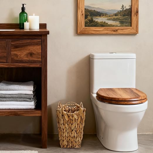 Wicker Waste Basket Handwoven Trash Can with Built-in Handles Rattan Waste Bin for Bathroom Water Hyacinth Garbage Storage Container for Bedroom Office Laundry Utility Room