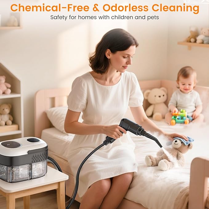 Pressurized Steam Cleaner 3-Level Adjustable Handheld Steamer Cleaning for Home 15s Fast Heat-Up &amp 47.3oz Tank 2500W Multi-Surface Portable Steamer with 39 Accessoriesfor Floor/Grout/Car