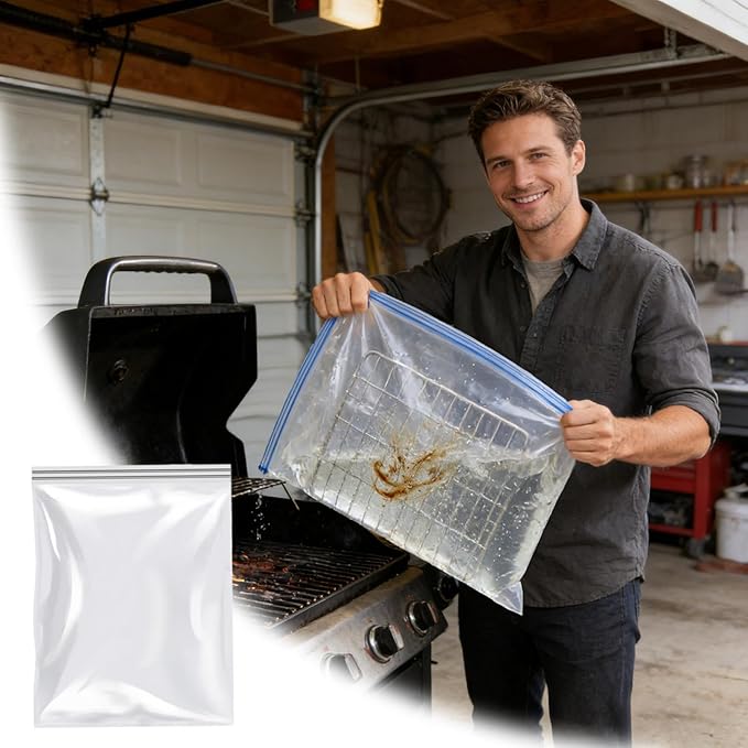 5pcs Oven Rack Cleaning Bags No Scrub Oven &amp Grill Cleaner Bags Reusable and Leak-Proof Bags Suitable For Cleaning of Various Sizes (40x32in)