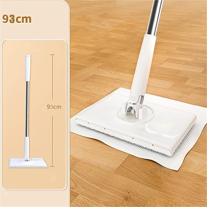 Automatic face Wipe mop Cloth Clip dust Removal Paper Dry Towel Floor Wipes Household Multi-Function mop(WhiteLarge)