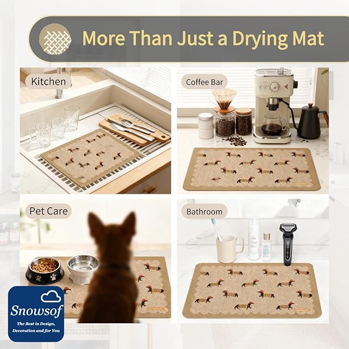 Dish Drying Mat - Absorbent Countertop Mat for Coffee Maker Expresso Machine Kitchen Use (0220''×32'')