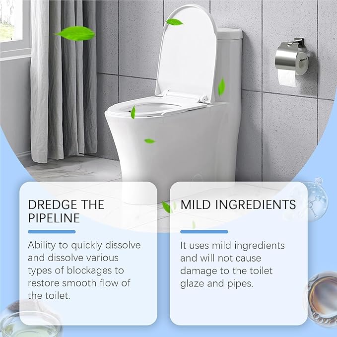 Toilet Drain Cleaner Powder - Unclog Toilets Prevent Blockages Eliminate Odors - Fast-Acting Formula(2PCS)