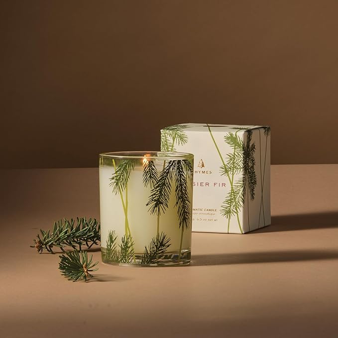 Thymes Frasier Fir Pine Needle Candle – Holiday Candles for Home Scented with Notes of Crisp Siberian Fir Cedarwood &amp Sandalwood – Christmas Decor – Christmas Gifts for Women &amp Men (6.5 oz)